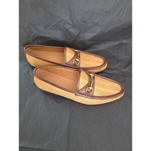 Gucci Horsebit Accent Raffia Loafers Beige/brown Gucci Size 10 Us10.5 Italy